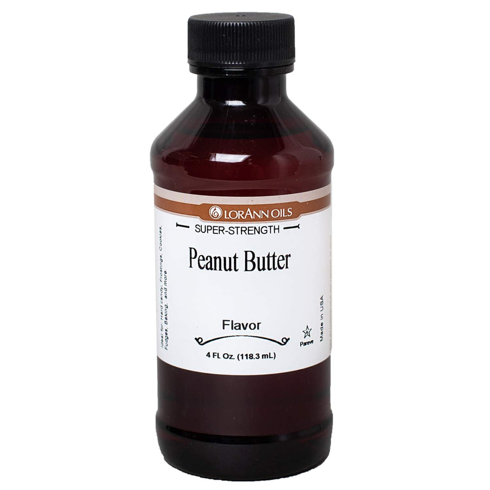 LorAnn Oils bottle front label showing peanut butter flavor and size benefit