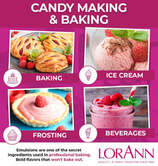 Stream of raspberry emulsion pouring to show smooth texture and easy mixing advantage
