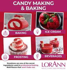Close-up of LorAnn label highlighting product name and baking-friendly claims for confidence