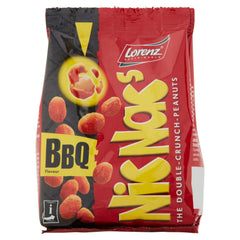 Lorenz front pack view showing barbecue double crunch peanuts and convenient twin pack benefit