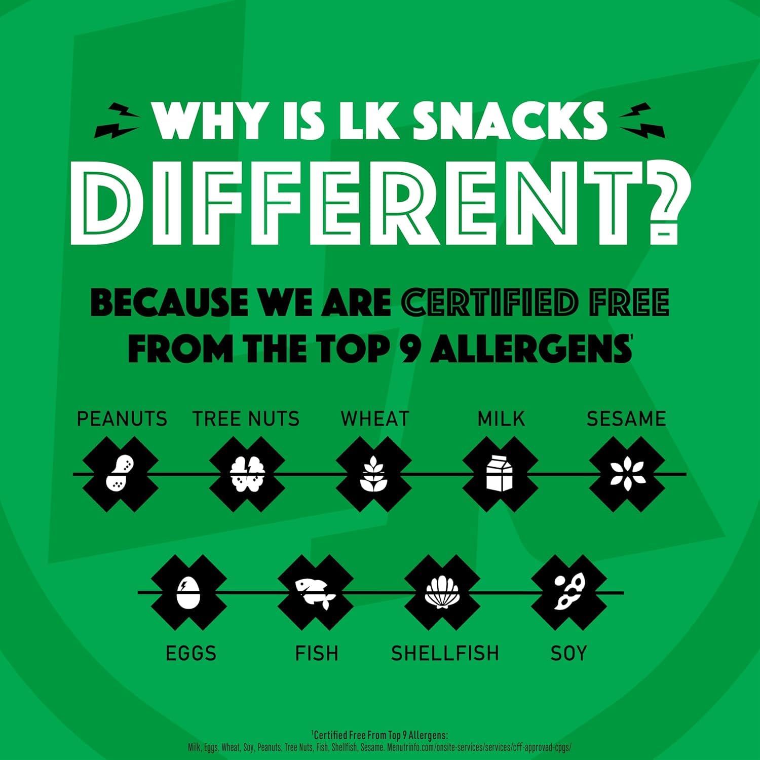 Lorissa's Kitchen ingredient label and certifications showing allergen-free assurance