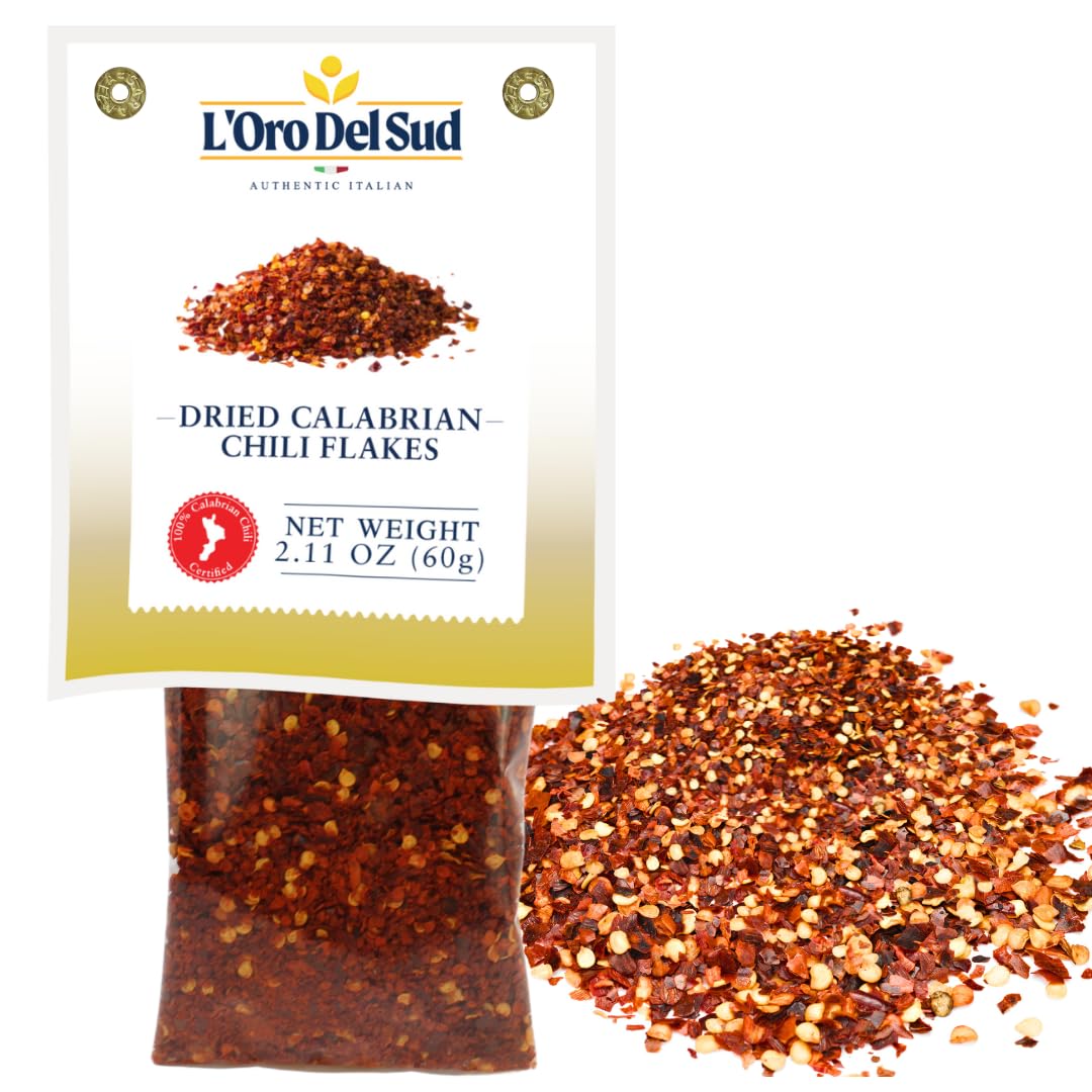 L'Oro Del Sud front packaging showing Italian crushed chili benefit adds authentic heat