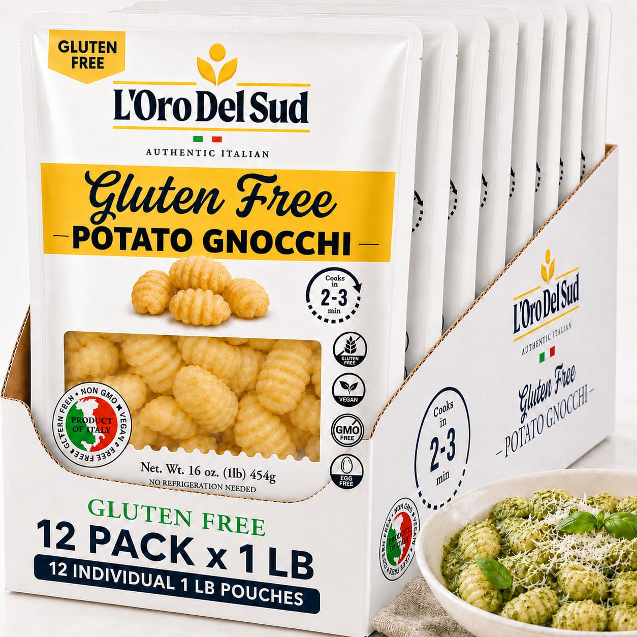 L'Oro Del Sud front packaging showing label and gluten free benefit