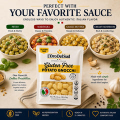 L'Oro Del Sud gnocchi served with marinara demonstrating versatile pairing