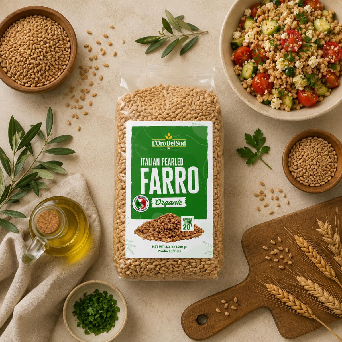 L'Oro Del Sud bulk bag in pantry shows family-size supply and storage convenience