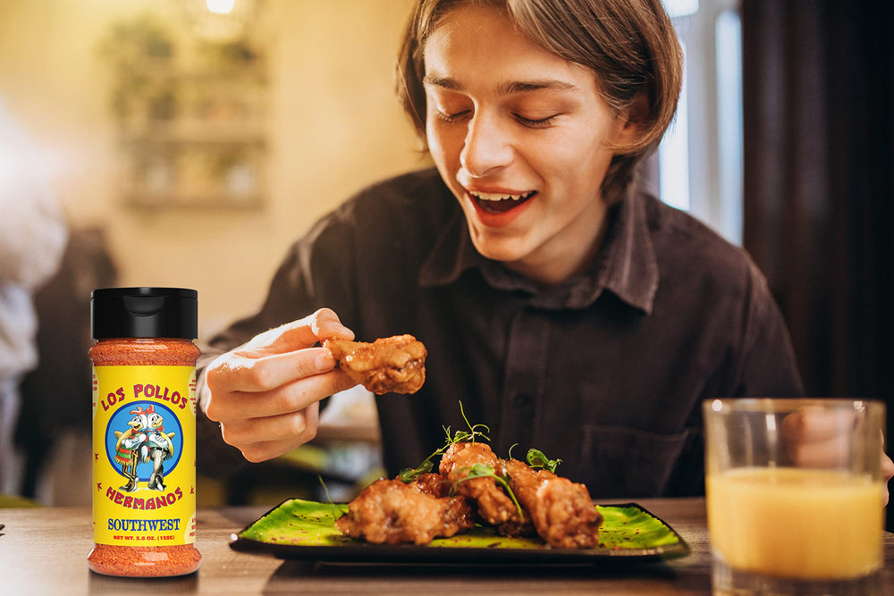 Los Pollos Hermanos spice beside garlic, onion, and paprika to suggest natural ingredients