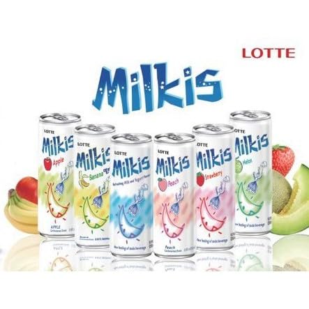 Lotte Milkis six-pack inside fridge illustrating convenient storage and ready-to-drink benefit