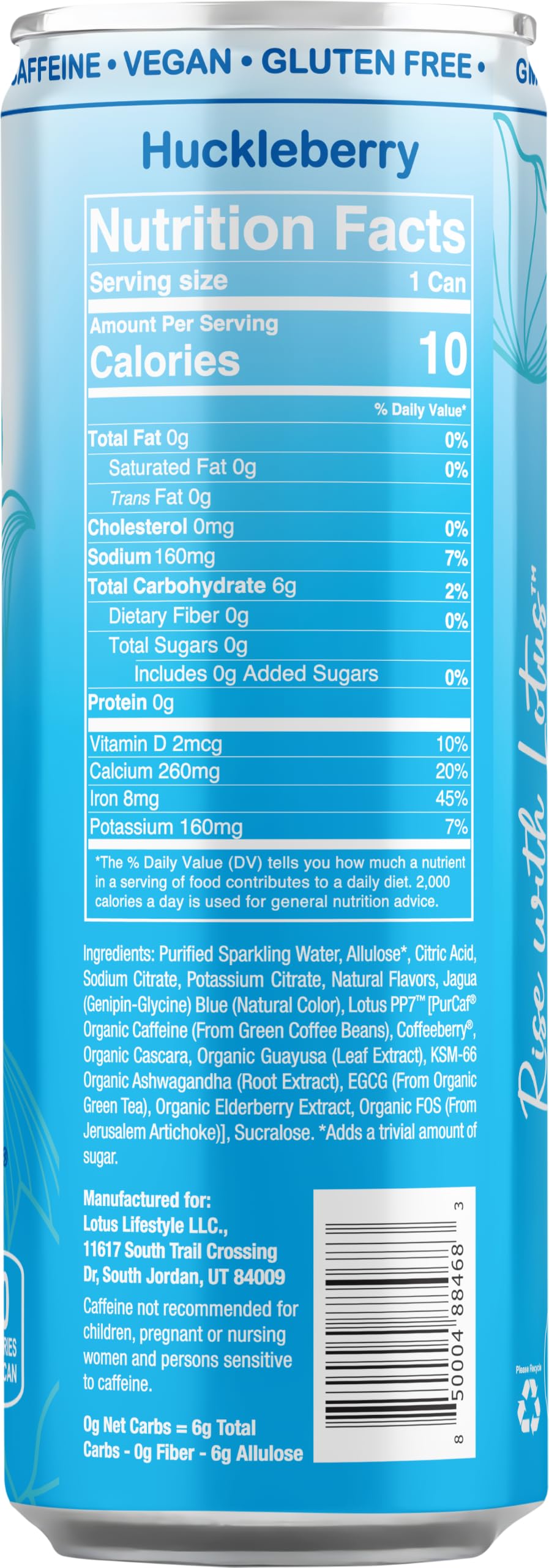Lotus Plant Power Blue Lotus label close-up featuring Plant Power Seven details and ingredient transparency benefit