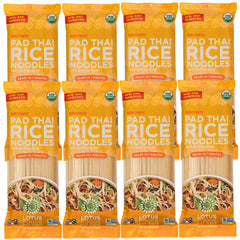 Lotus Foods front packaging showing product and pack of eight for pantry convenience