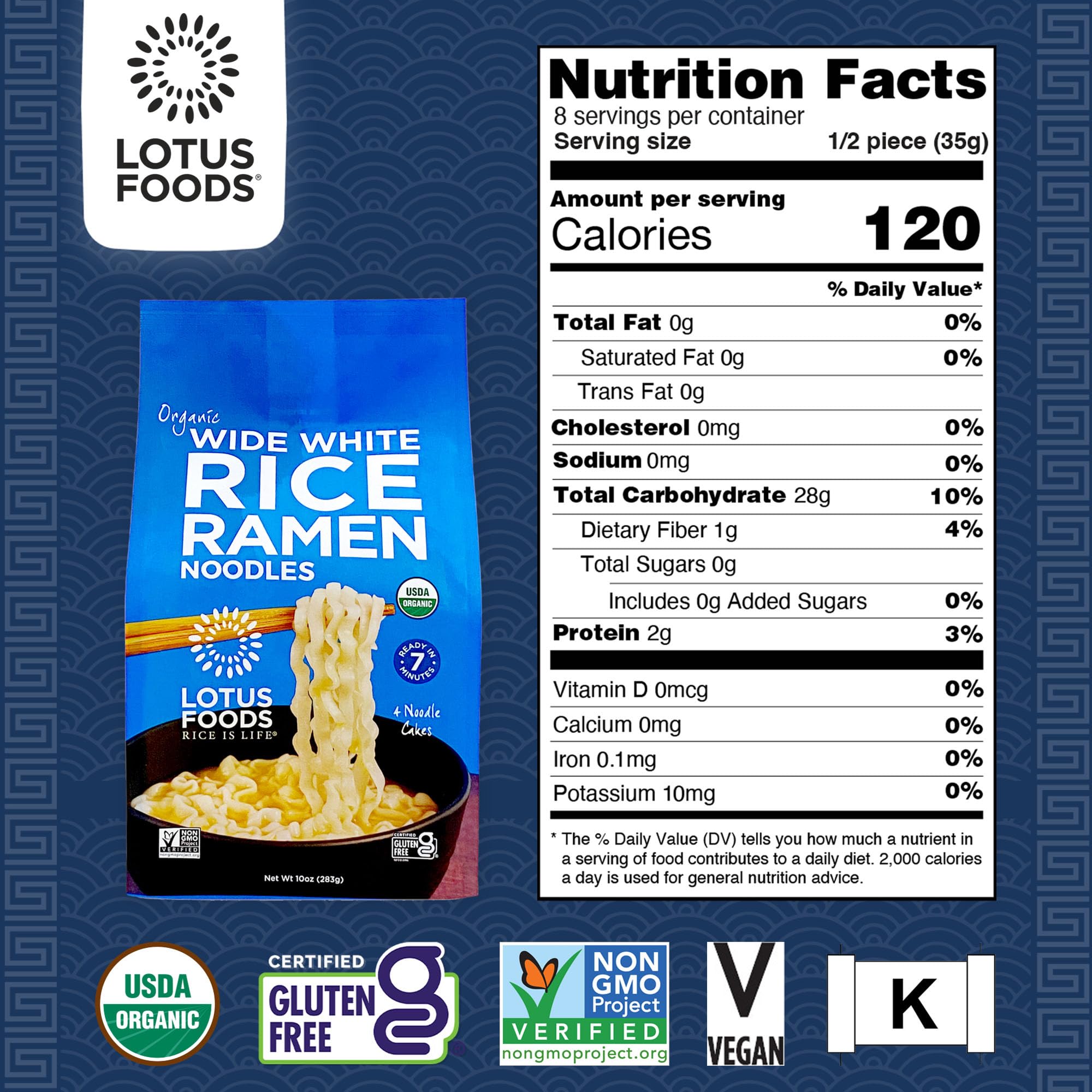 Lotus Foods cooked wide rice ramen in broth showcasing soup readiness