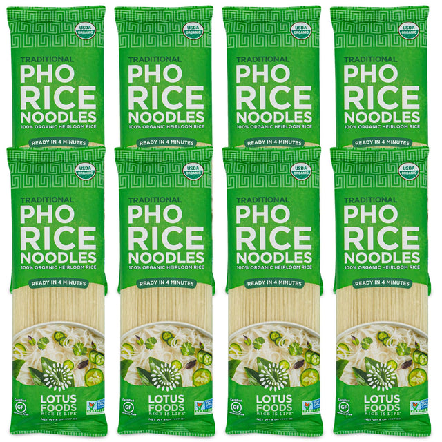 Lotus Foods Organic Pho Rice Noodles, Thin Gluten-Free Strands