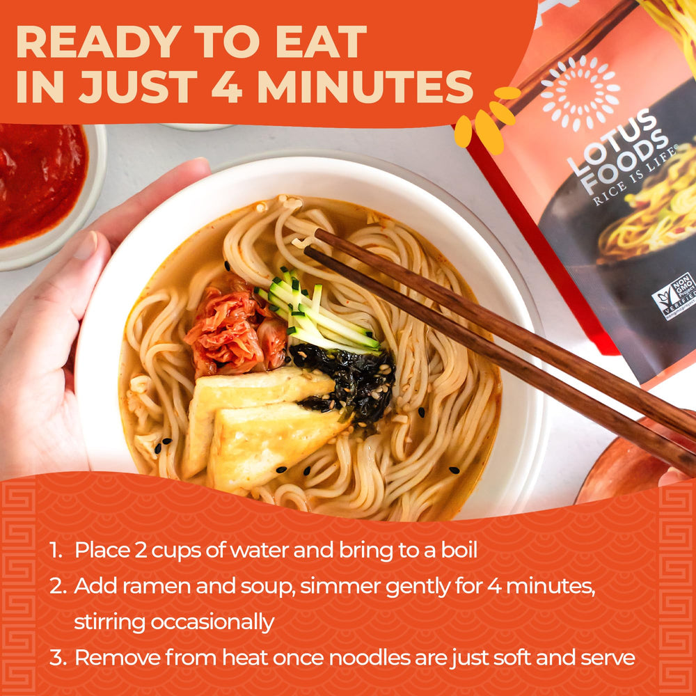 Lotus Foods millet and brown rice ingredients display showing whole-grain benefit