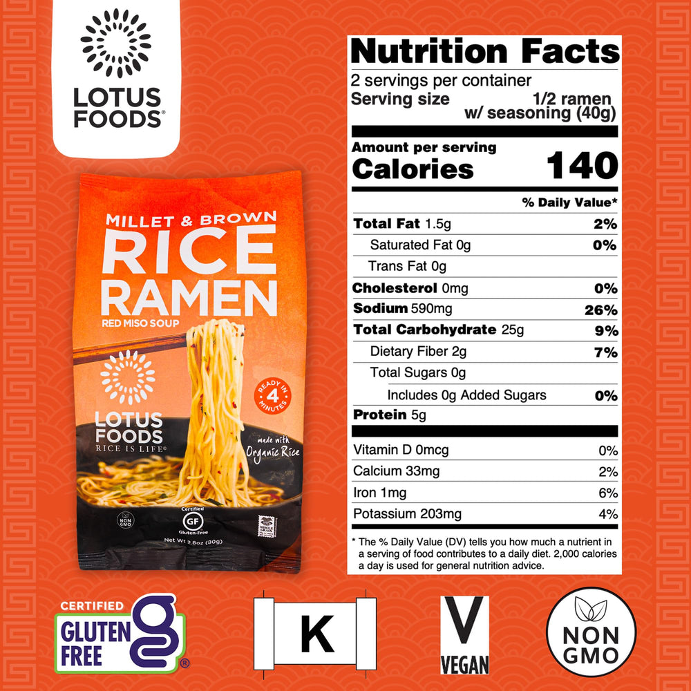 Lotus Foods red miso seasoning packet detail highlighting savory flavor boost