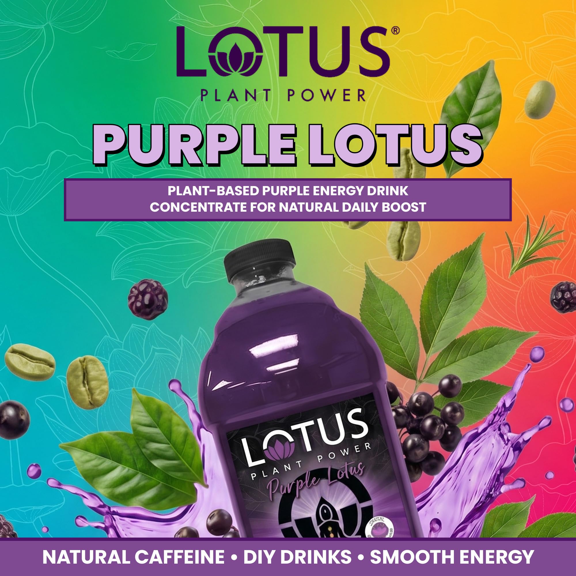 LOTUS PLANT POWER DRINK 64 oz bottle next to a ruler showing scale and portion advantage