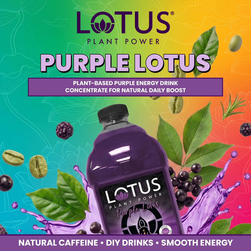 LOTUS PLANT POWER DRINK 64 oz bottle next to a ruler showing scale and portion advantage