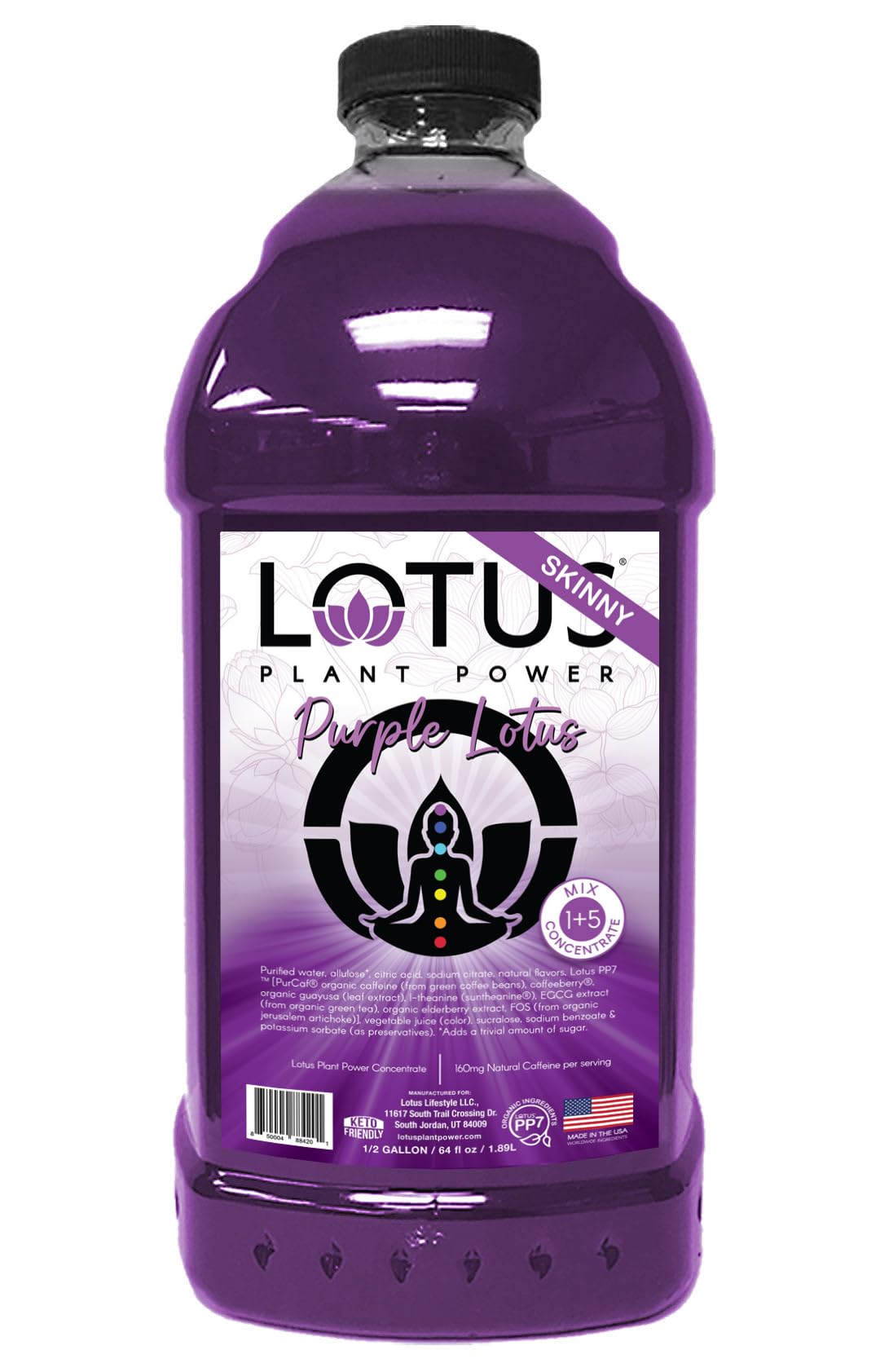 Lotus Plant Power front bottle label showing concentrate details and benefits