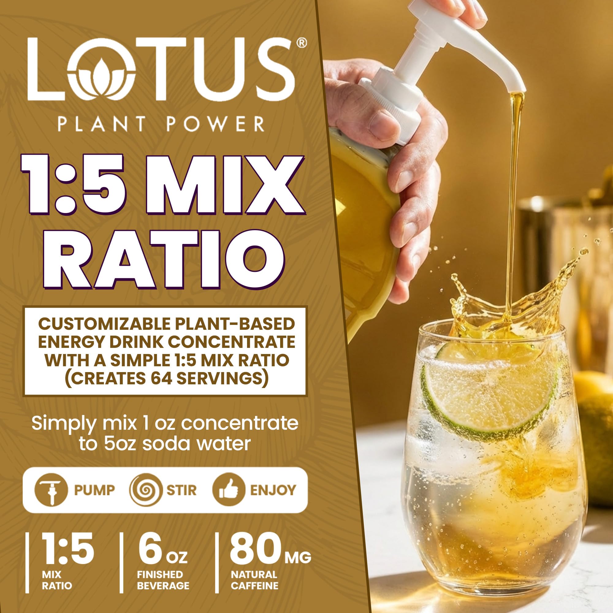 LOTUS PLANT POWER golden liquid texture close-up showing smooth, clean flavor
