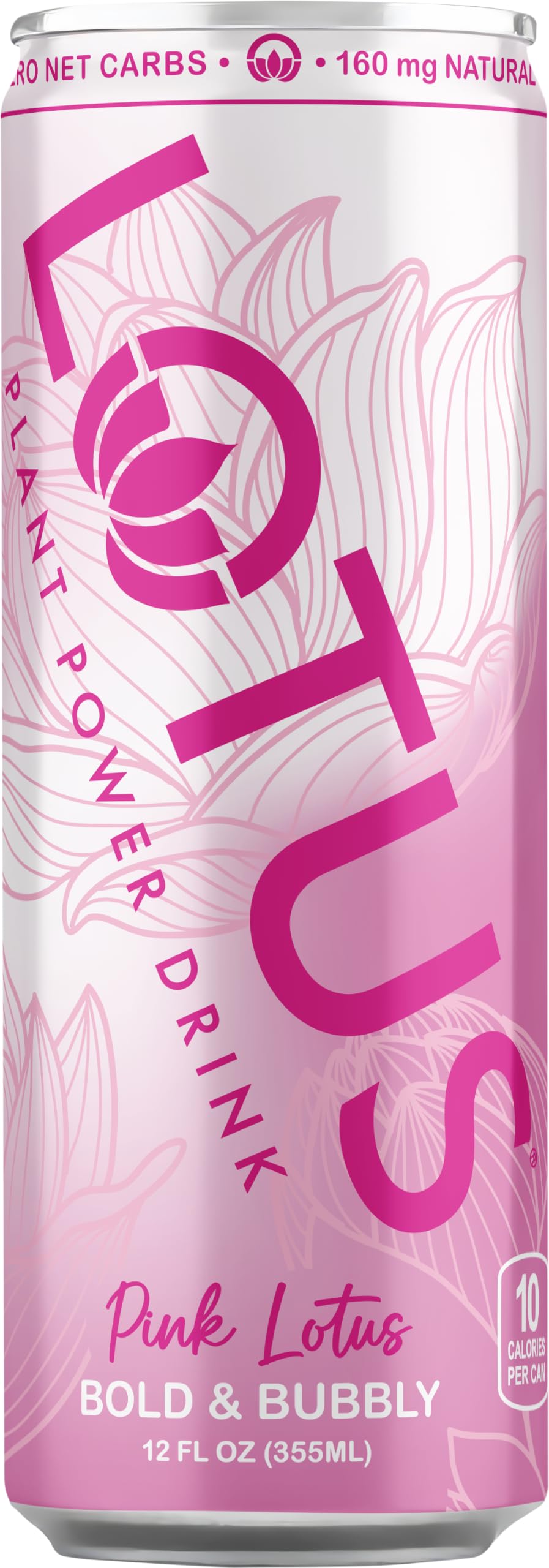 Lotus Plant Power can held in hand demonstrating 12 oz scale and convenient portability