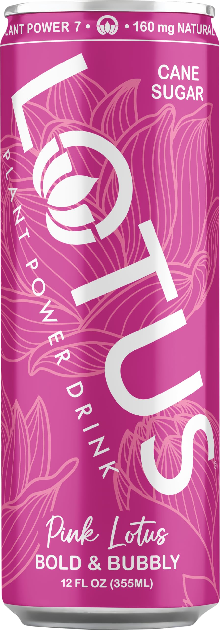Lotus Plant Power close-up of can rim and bubbles highlighting natural carbonation benefit