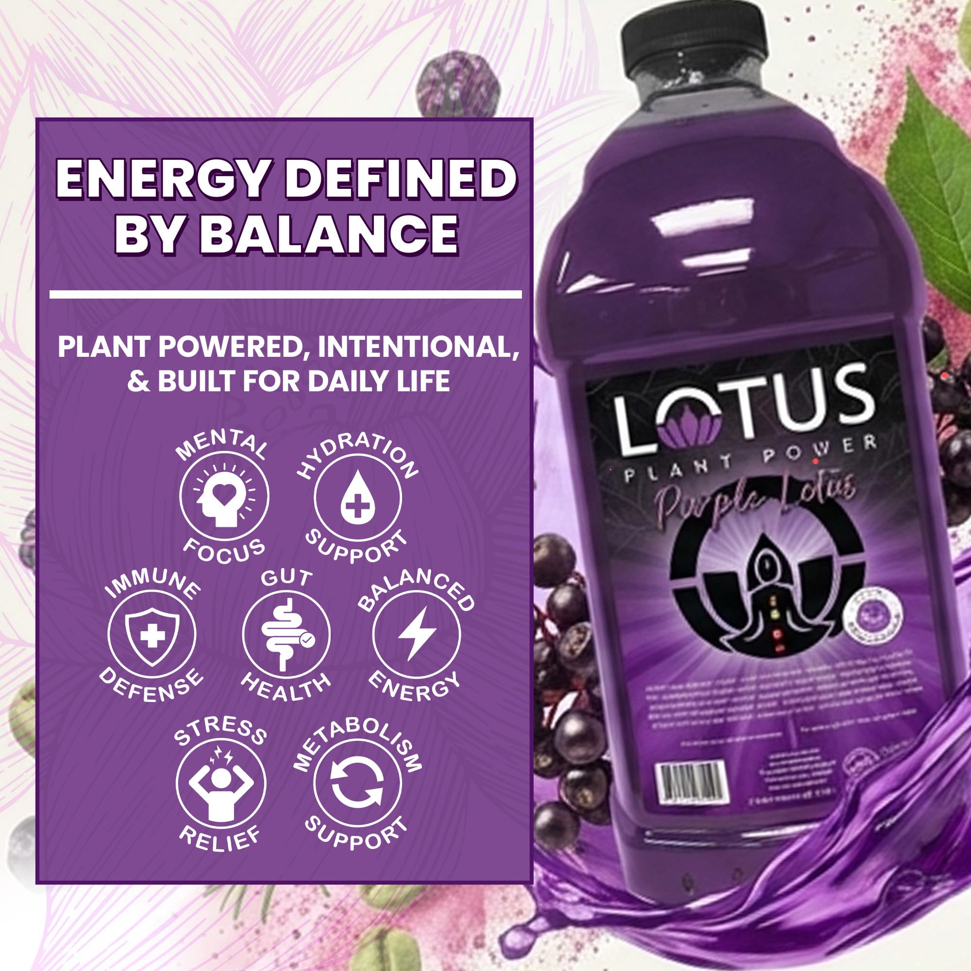 LOTUS PLANT POWER DRINK being poured into sparkling water showing easy mixing and customization benefit