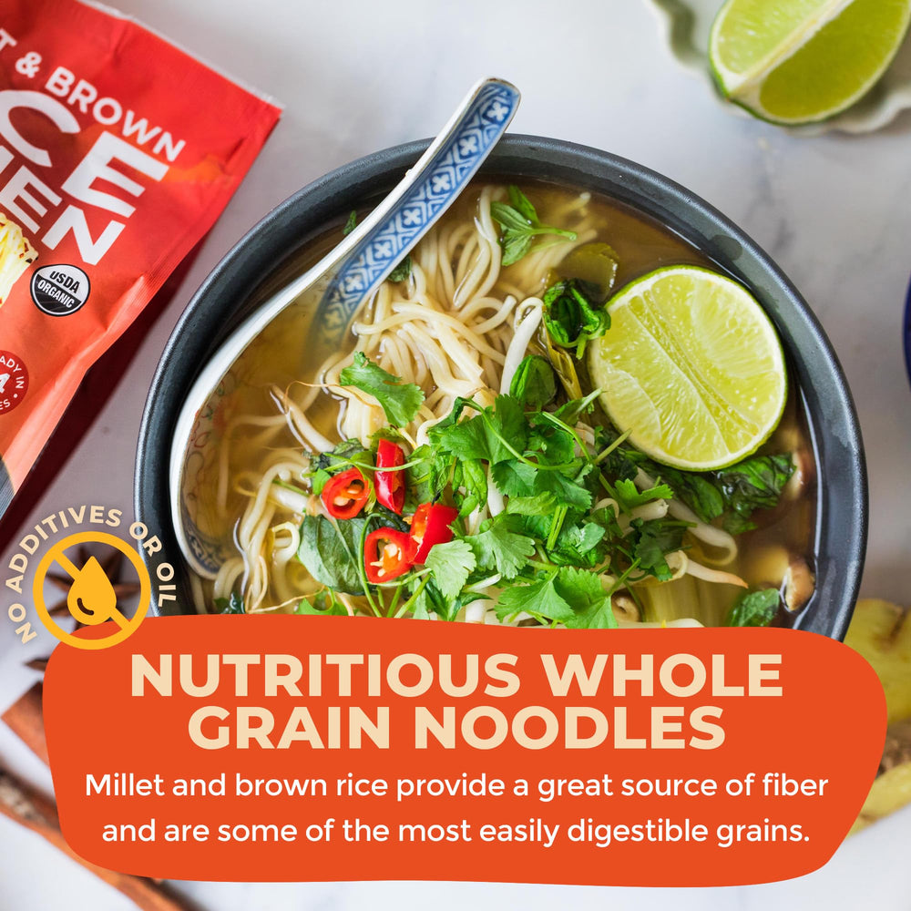 Lotus Foods cooked ramen bowl in miso highlighting quick-cook benefit