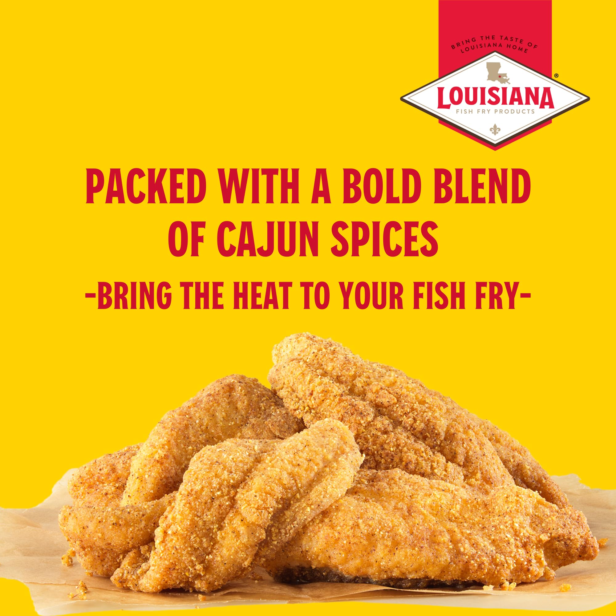 Louisiana Fish Fry bag label detail showing ingredient blend and easy seasoning benefit