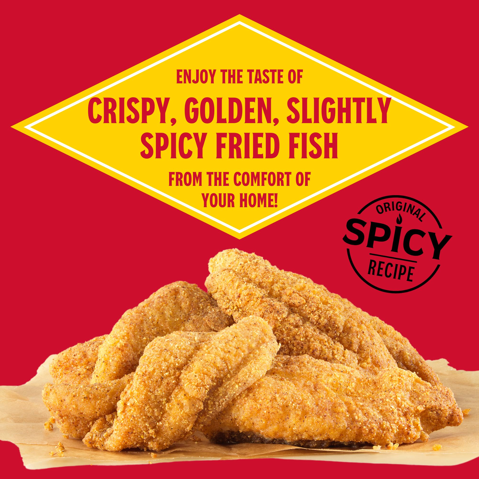 Louisiana Fish Fry breaded fillet frying in pan showing fast golden crisp benefit