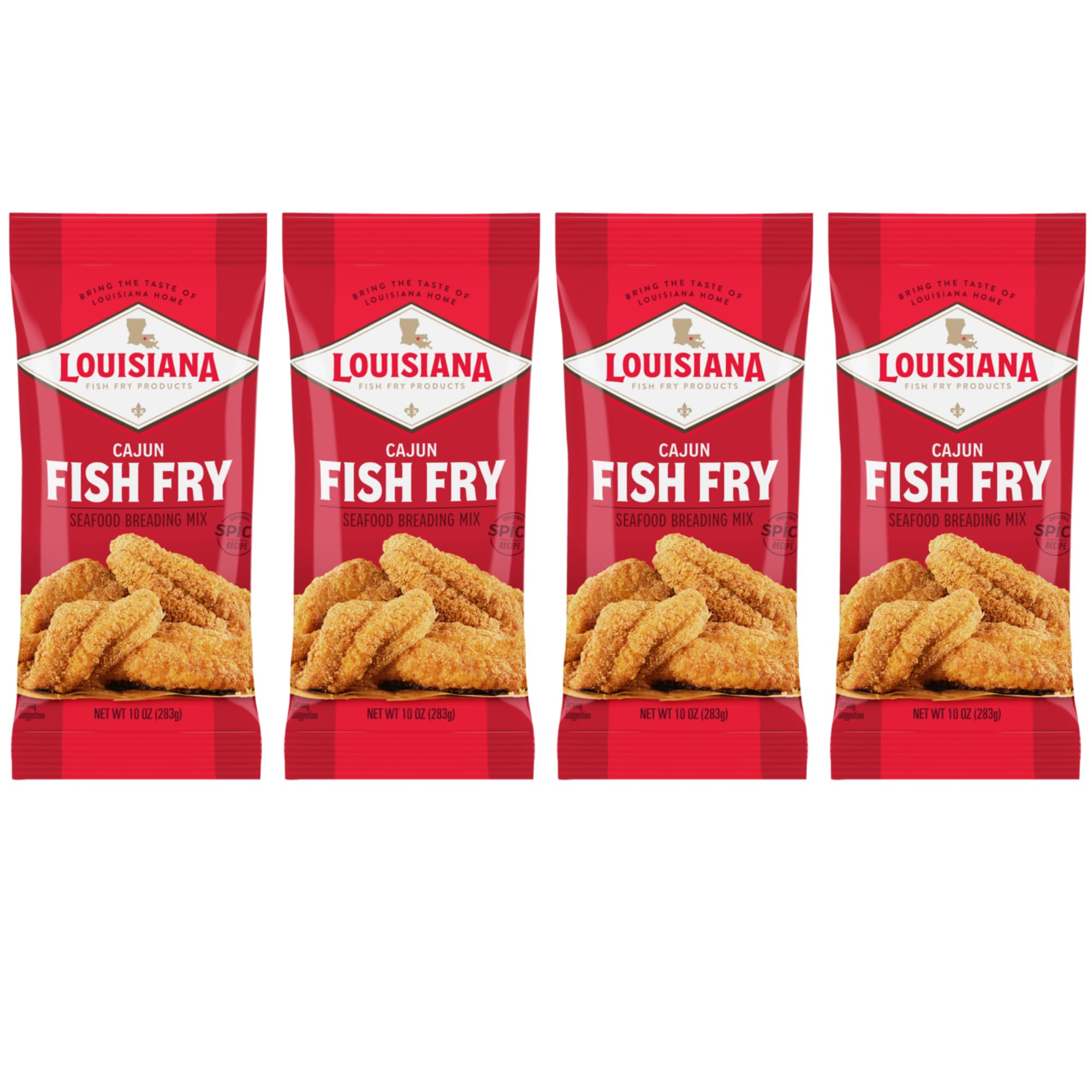 Louisiana Fish Fry front packaging showing 10 oz bag and bold branding for convenience