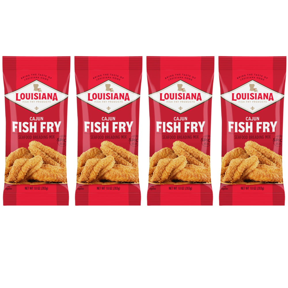 Louisiana Fish Fry front packaging showing 10 oz bag and bold branding for convenience