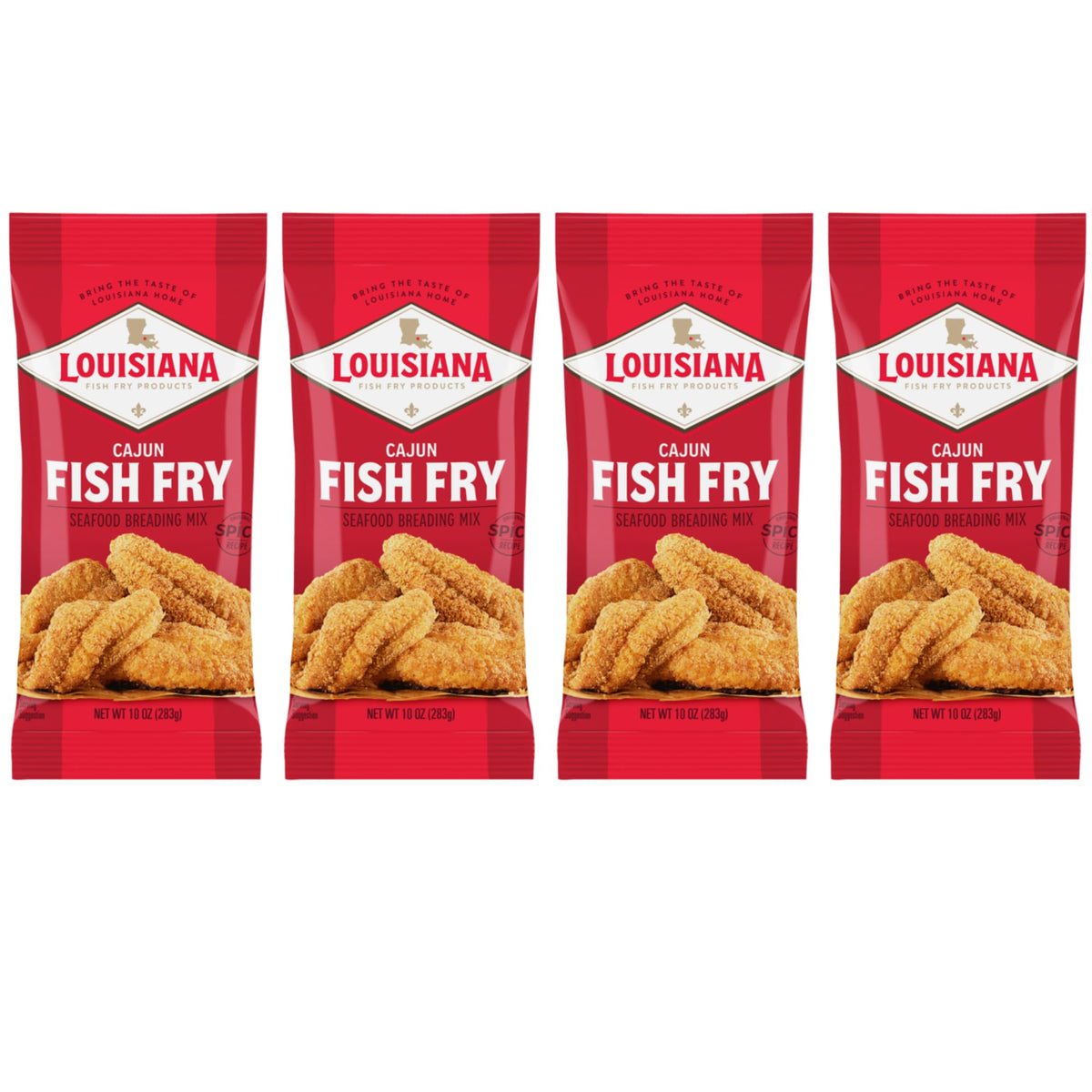 Louisiana Fish Fry front packaging showing 10 oz bag and bold branding for convenience
