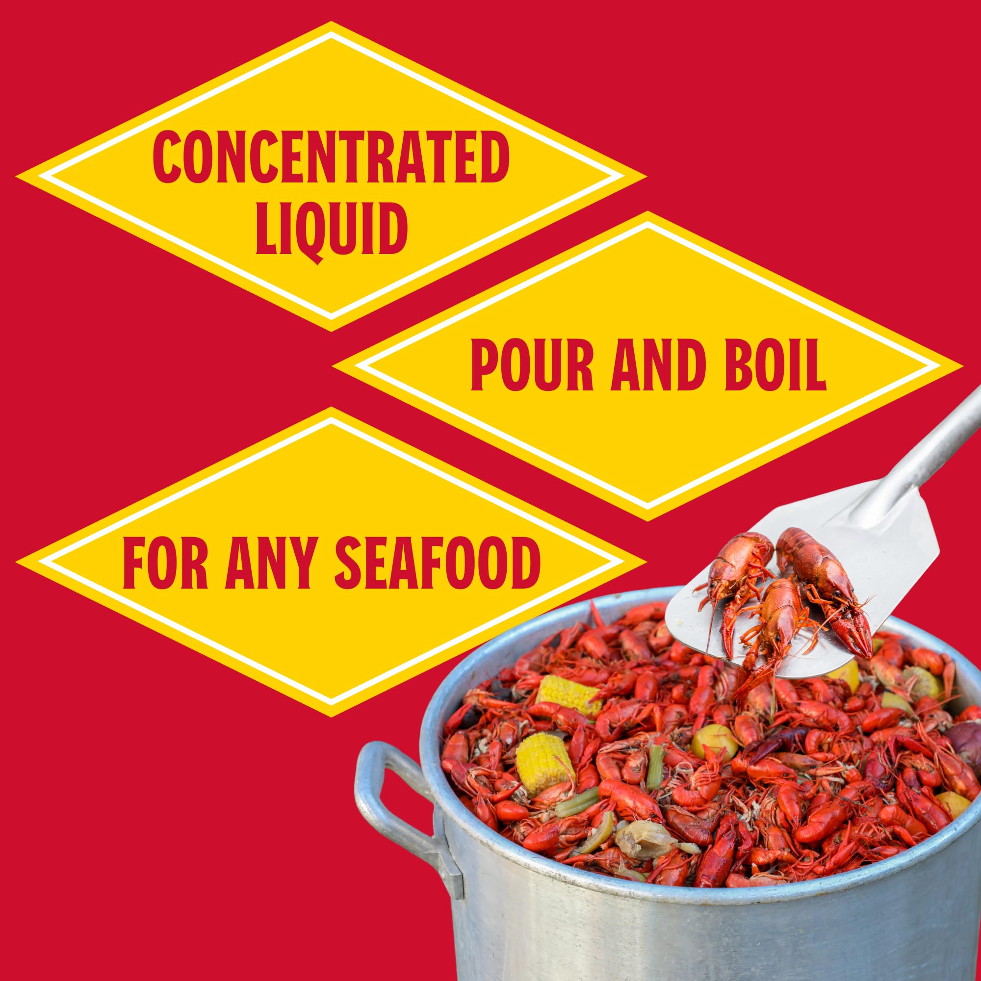 Louisiana Fish Fry bottle beside cooked shrimp to show pairing and serving use