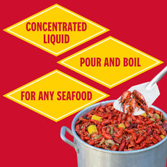 Louisiana Fish Fry bottle beside cooked shrimp to show pairing and serving use
