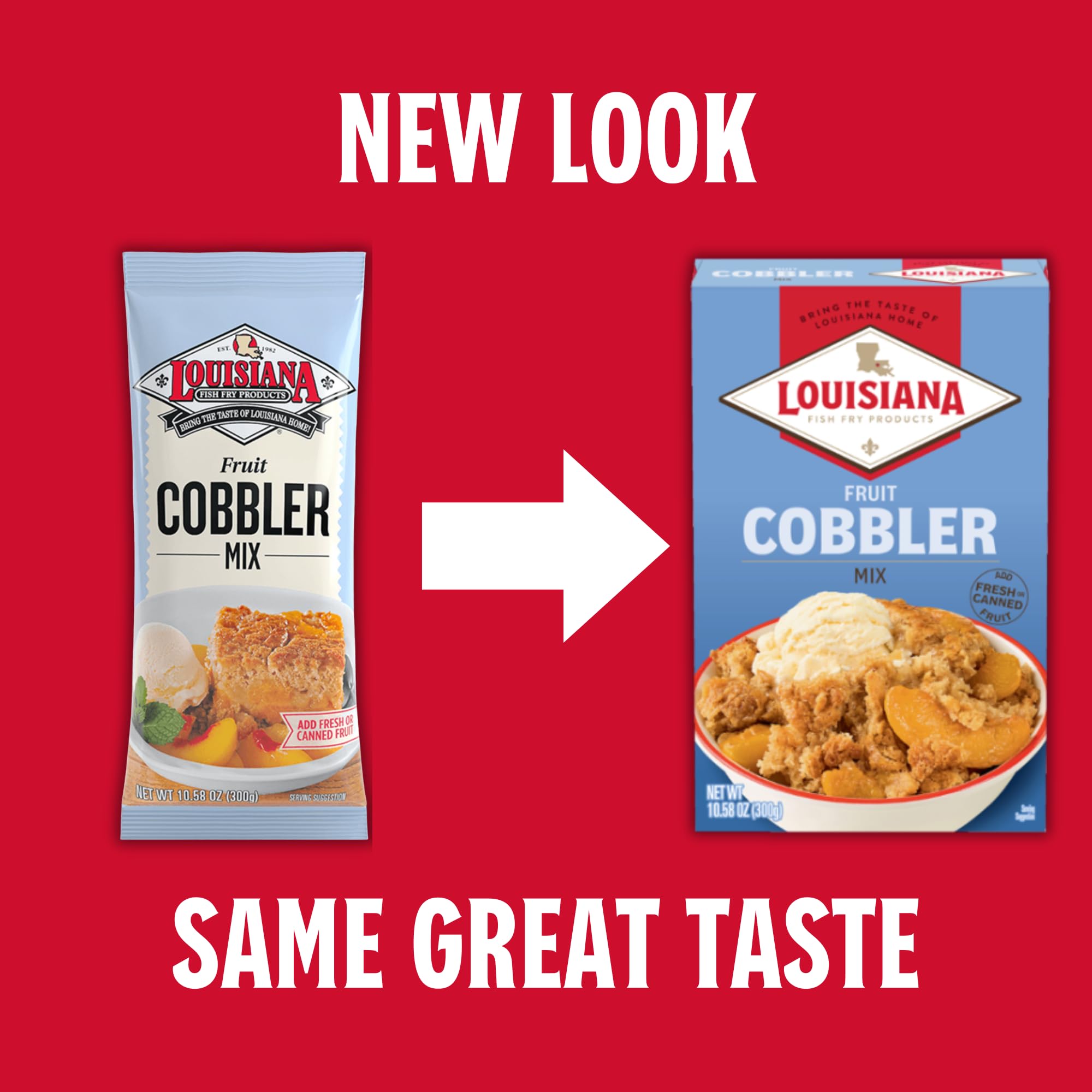Louisiana Fish Fry Products cobbler served with ice cream showcasing indulgent dessert