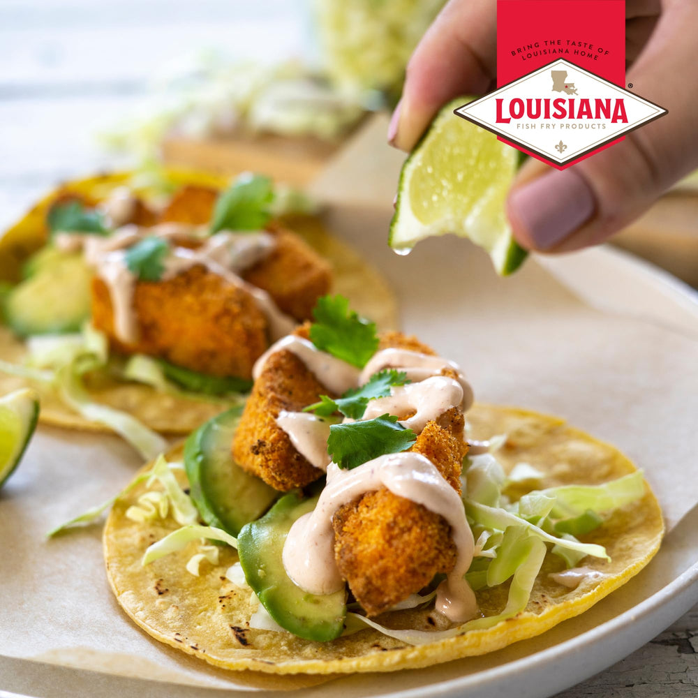 Louisiana Fish Fry cooked fillet with crisp golden crust and flavor