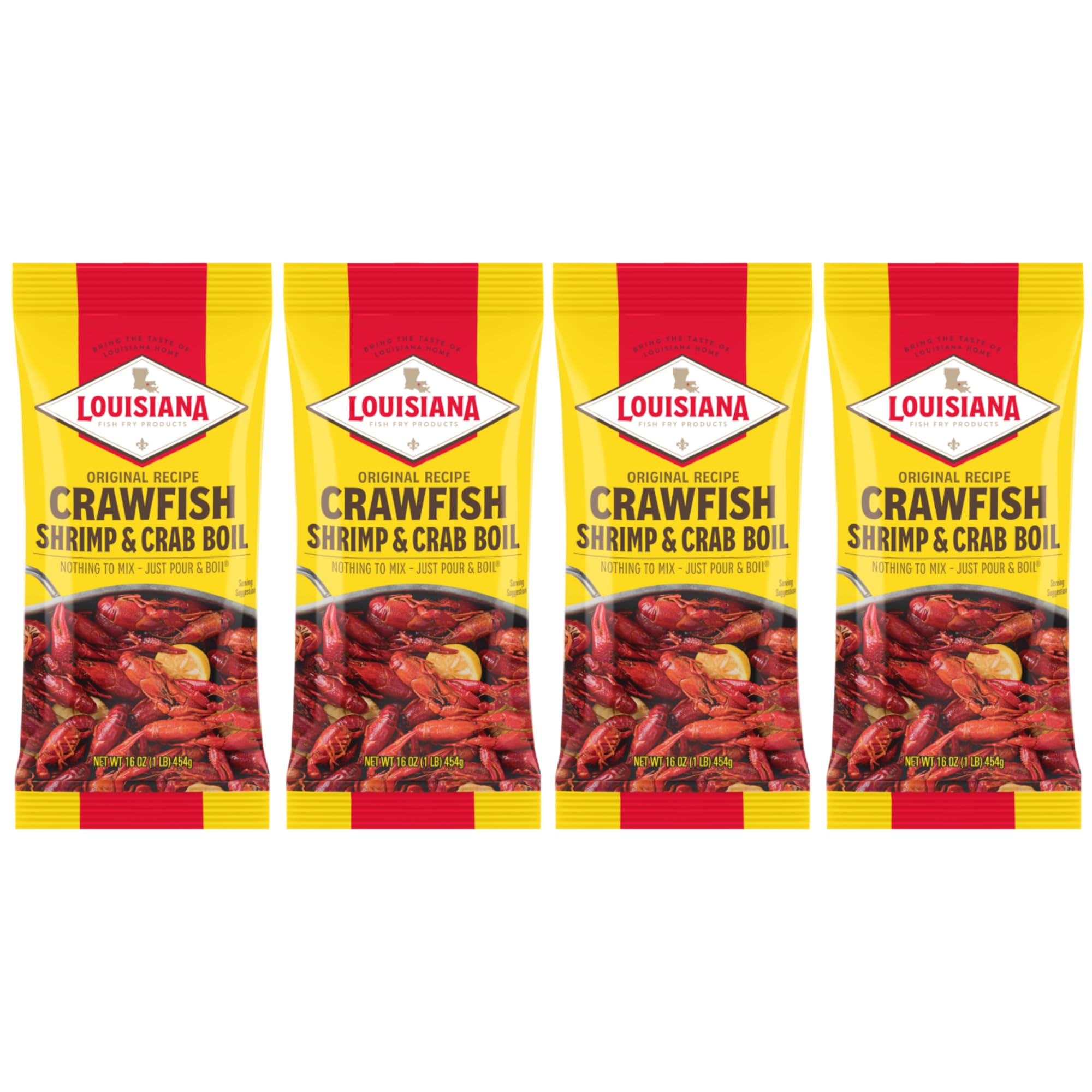 Louisiana Fish Fry front packaging showing 16 oz jar and branding benefits