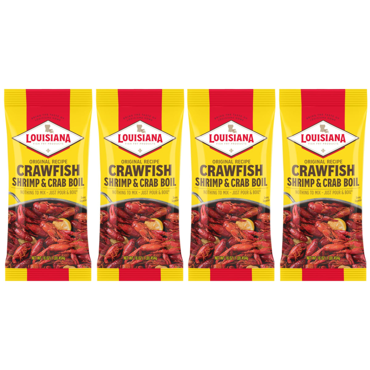 Louisiana Fish Fry front packaging showing 16 oz jar and branding benefits