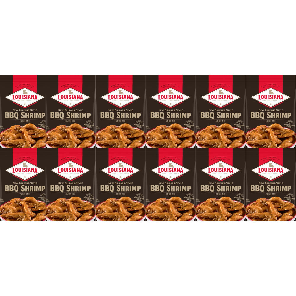 Louisiana Fish Fry Products front packaging showing 12-pack and bold branding for pantry convenience