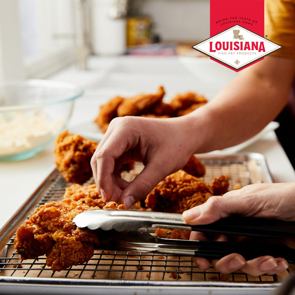 louisiana fish fry ingredients label close-up shows brand and seasoning transparency