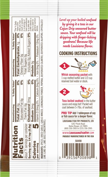 Louisiana Fish Fry three packets fanned out demonstrating pantry-ready supply
