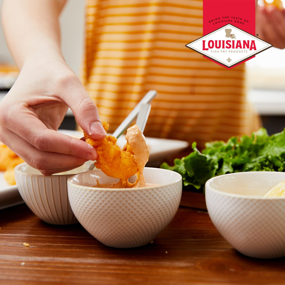 Small bowl of remoulade for dipping shrimp demonstrating ready-to-serve appeal