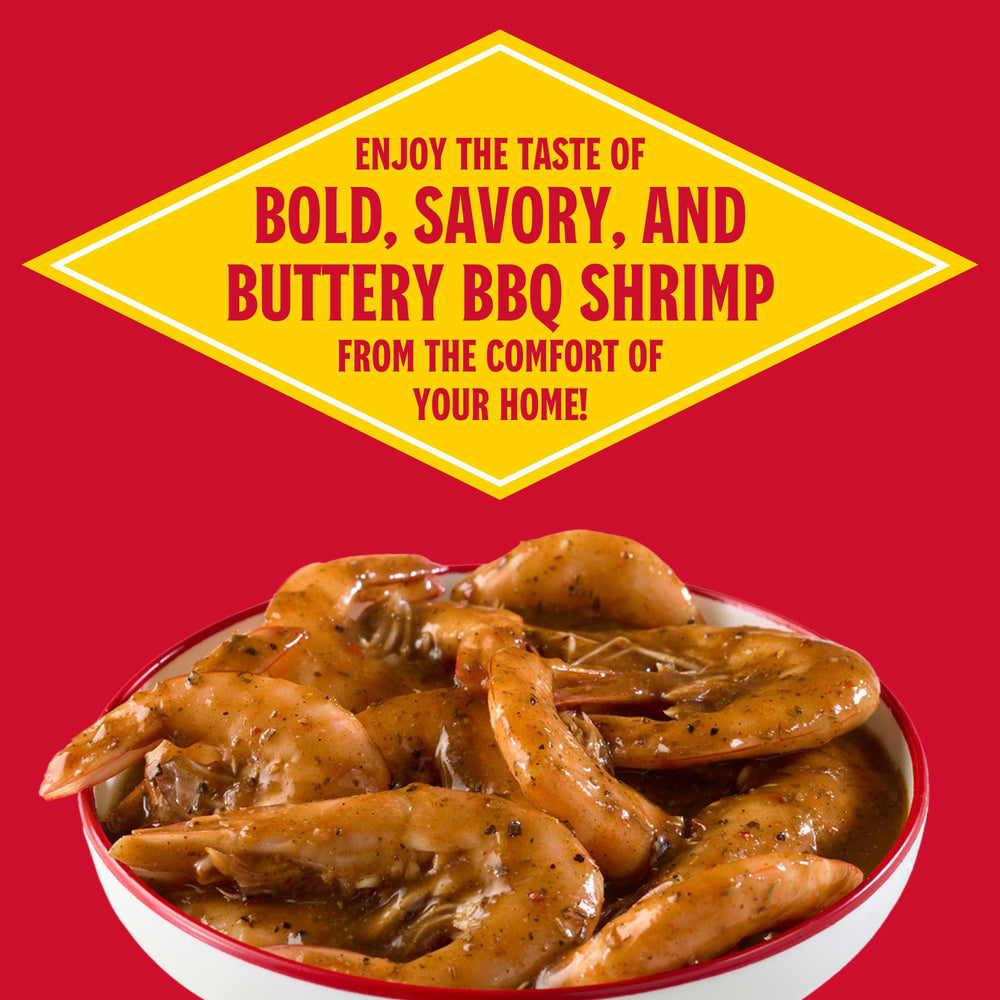 sauce simmering in skillet with shrimp made from Louisiana Fish Fry mix delivering quick dinner solution
