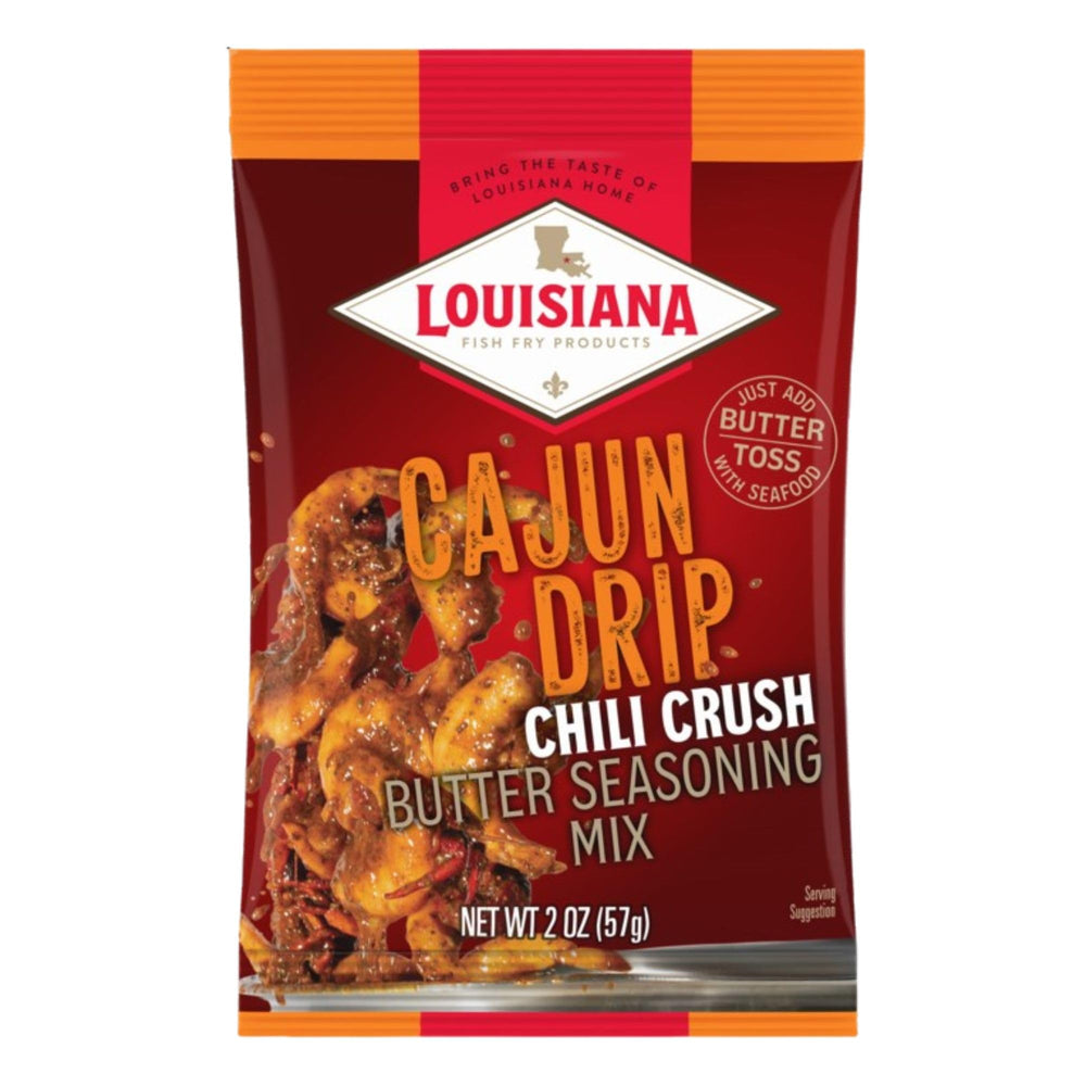 Louisiana Fish Fry seasoned shrimp coated with drip butter for flavor boost