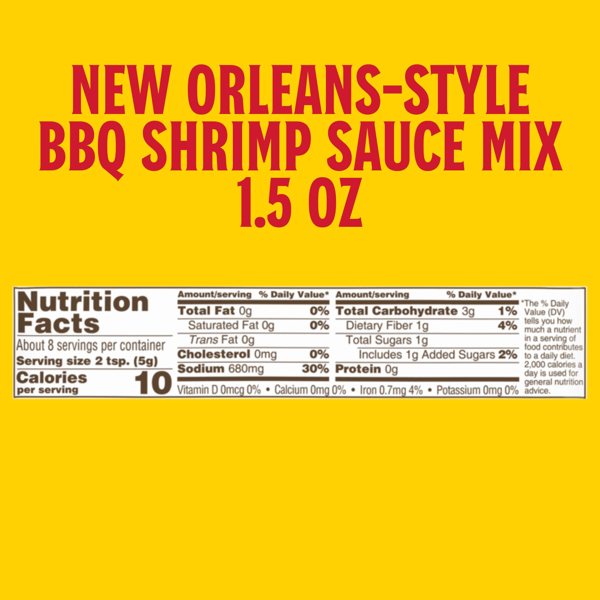 close-up single packet of Louisiana Fish Fry BBQ Shrimp Sauce Mix highlighting easy portioning benefit