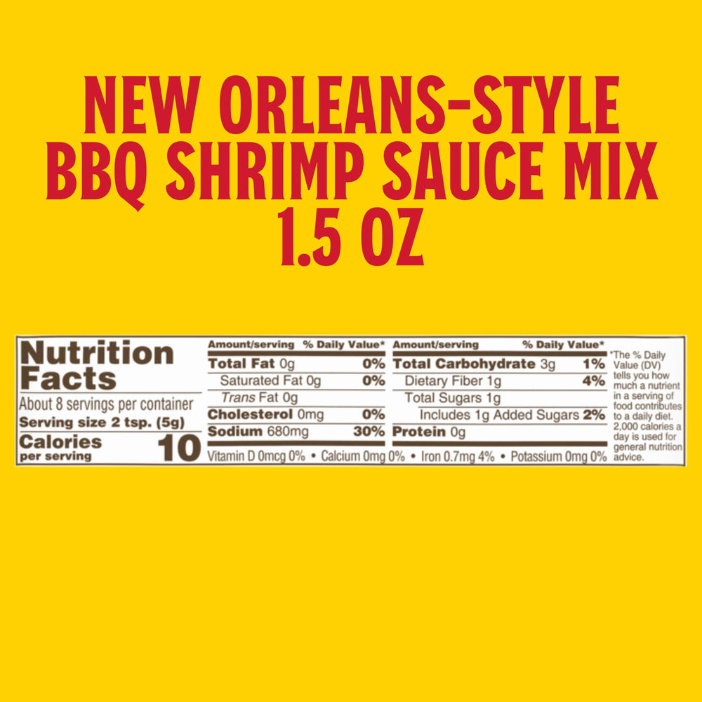 close-up single packet of Louisiana Fish Fry BBQ Shrimp Sauce Mix highlighting easy portioning benefit