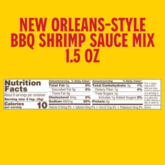 close-up single packet of Louisiana Fish Fry BBQ Shrimp Sauce Mix highlighting easy portioning benefit
