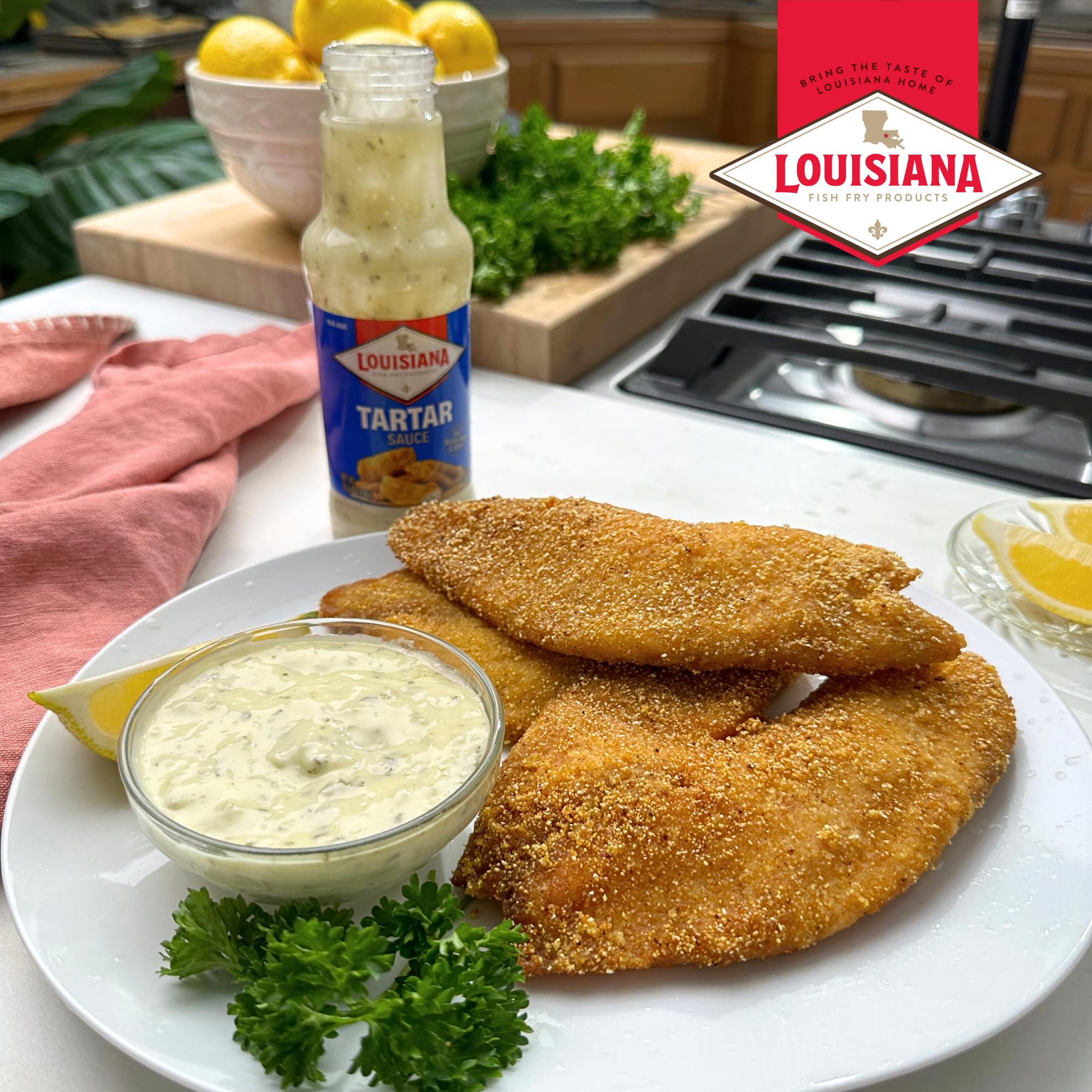 louisiana fish fry jars on fridge shelf, ready and easy to use