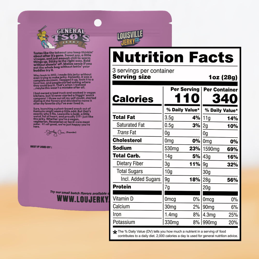 Louisville Vegan Jerky opened bag pouring pieces for on the go protein
