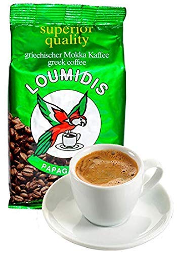 Loumidis Papagalos brewing in a briki on stovetop, preserves aroma and foam benefit