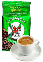 Loumidis Papagalos brewing in a briki on stovetop, preserves aroma and foam benefit