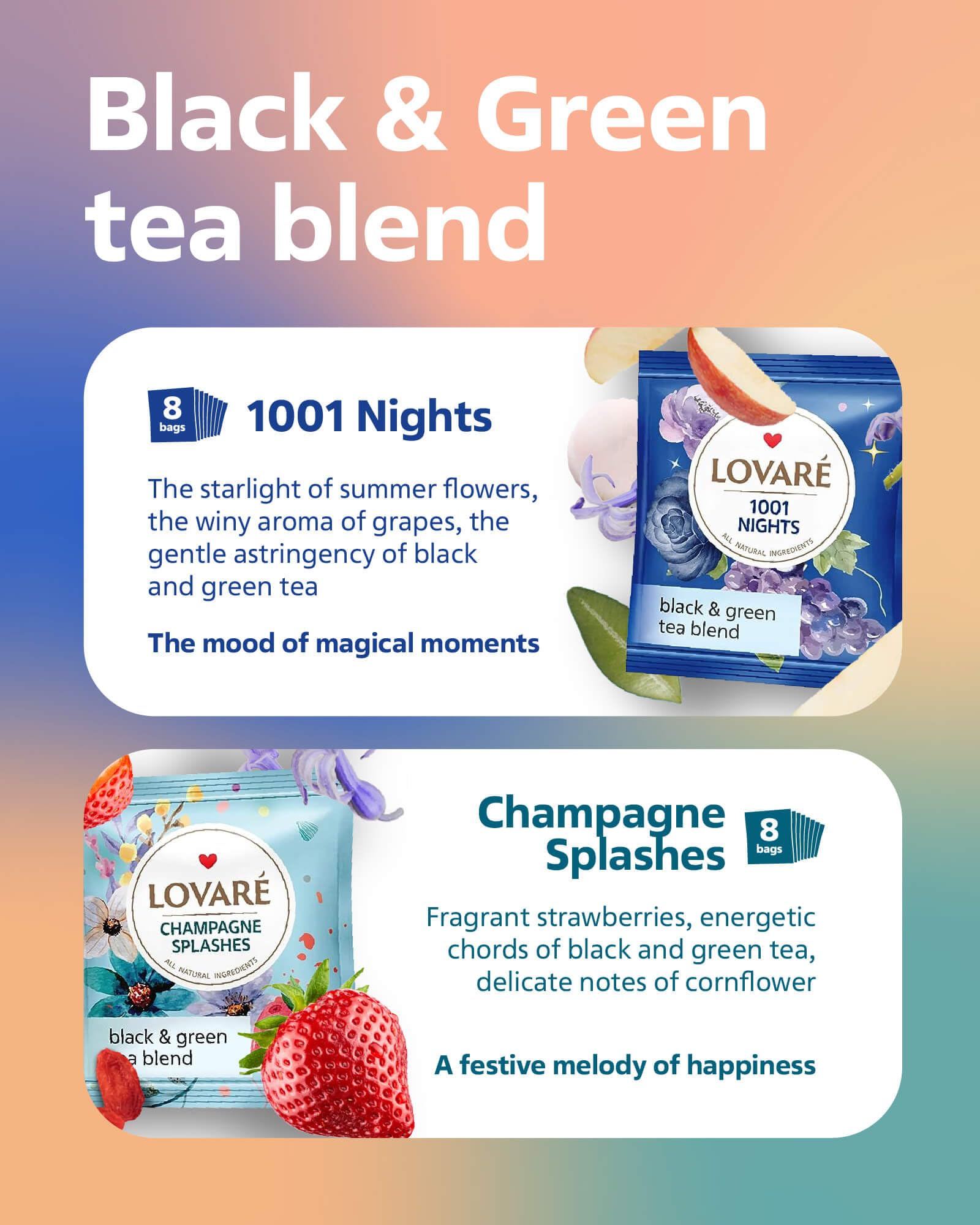 LOVARE dispenser box open with visible individually wrapped tea bags for convenience